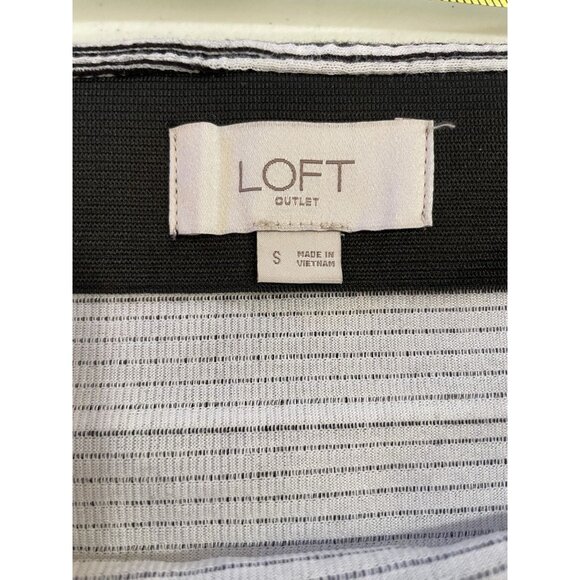 LOFT Pencil Skirt Womens Small Black & White Stripes Pull On Office Career Work - Picture 4 of 6
